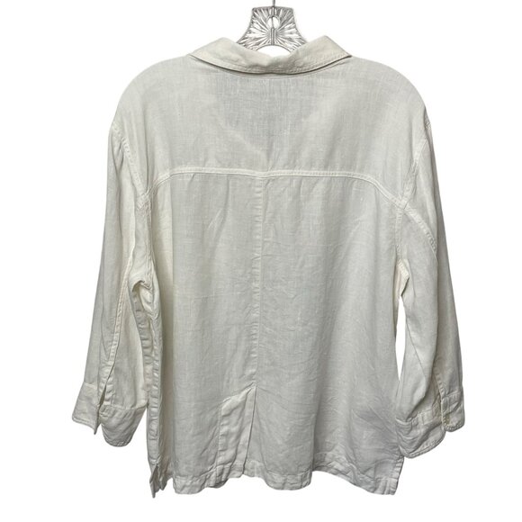 Valerie Stevens Casual Linen Button Up Long Sleeve Collared Shirt Women’s Sz XL - Picture 2 of 8